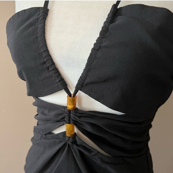 NWT Zara Black Beaded Strappy Maxi Dress - Picture 8 of 10